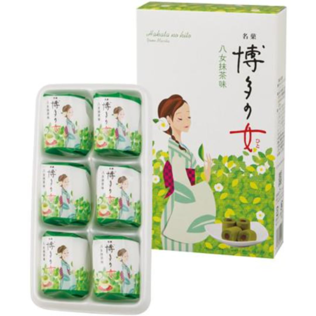 Amazon.co.jp: 二鶴堂 博多の女 八女抹茶 6 個 入 九州銘菓 【 八女